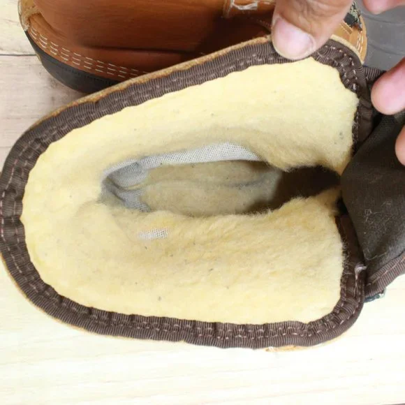 LL Bean Brown Leather Front Zip Waterproof Insulated Ankle Duck Boots Size 9 - Picture 8 of 10